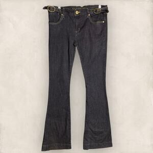Y2K Guess Jeans Flare Denim Buckle Detail Low Rise Wide Leg Size 29